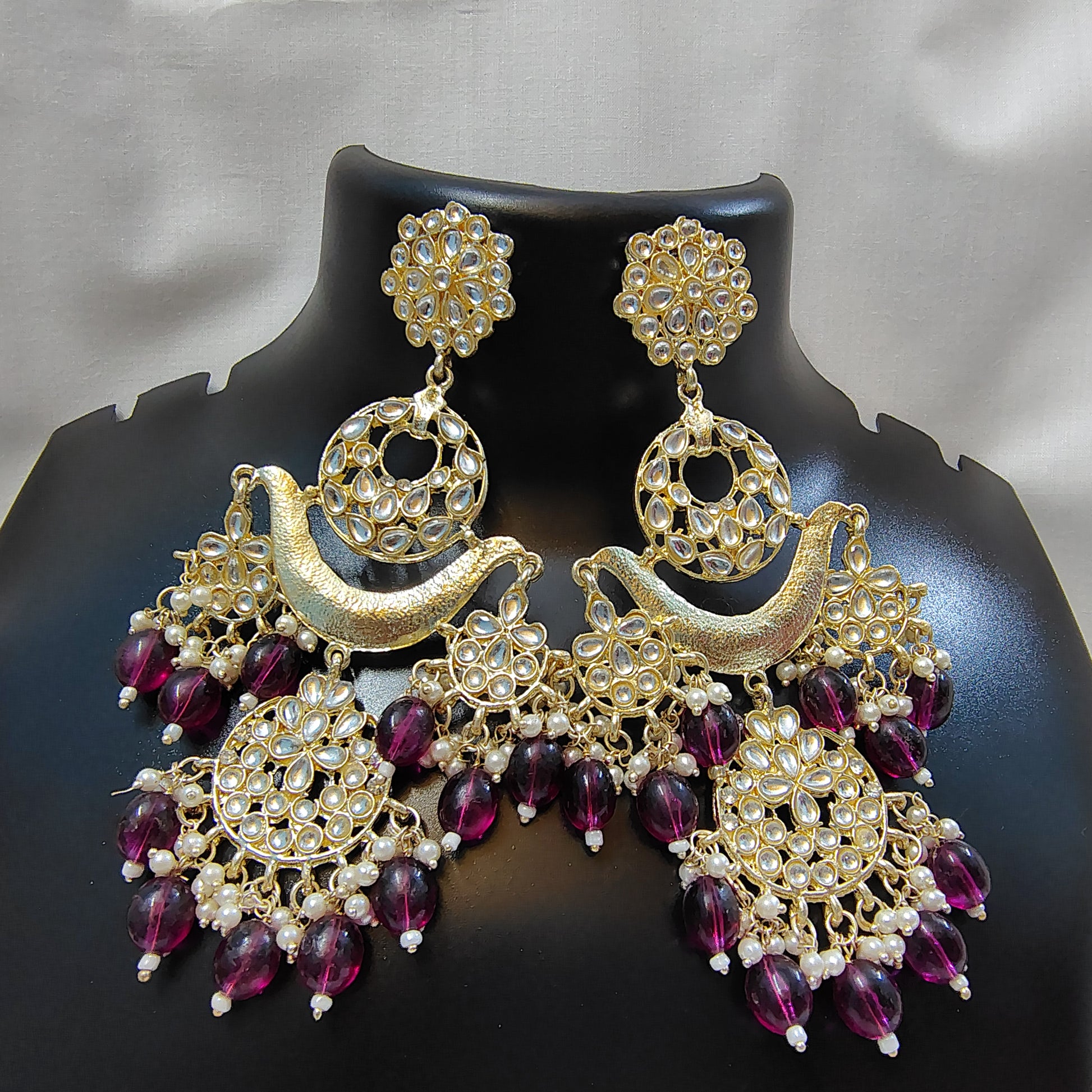 Ruby Pink Grace Kundan Chandbalis