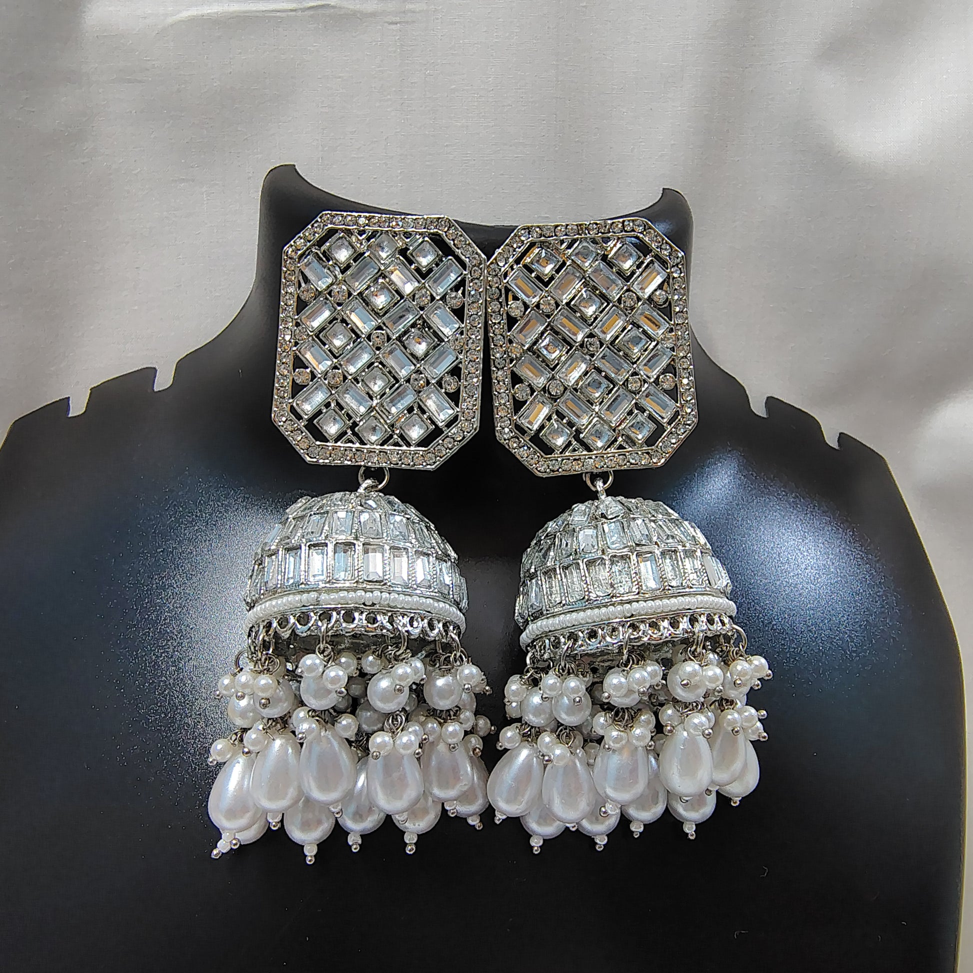 Crystal Dome Pearl Jhumka