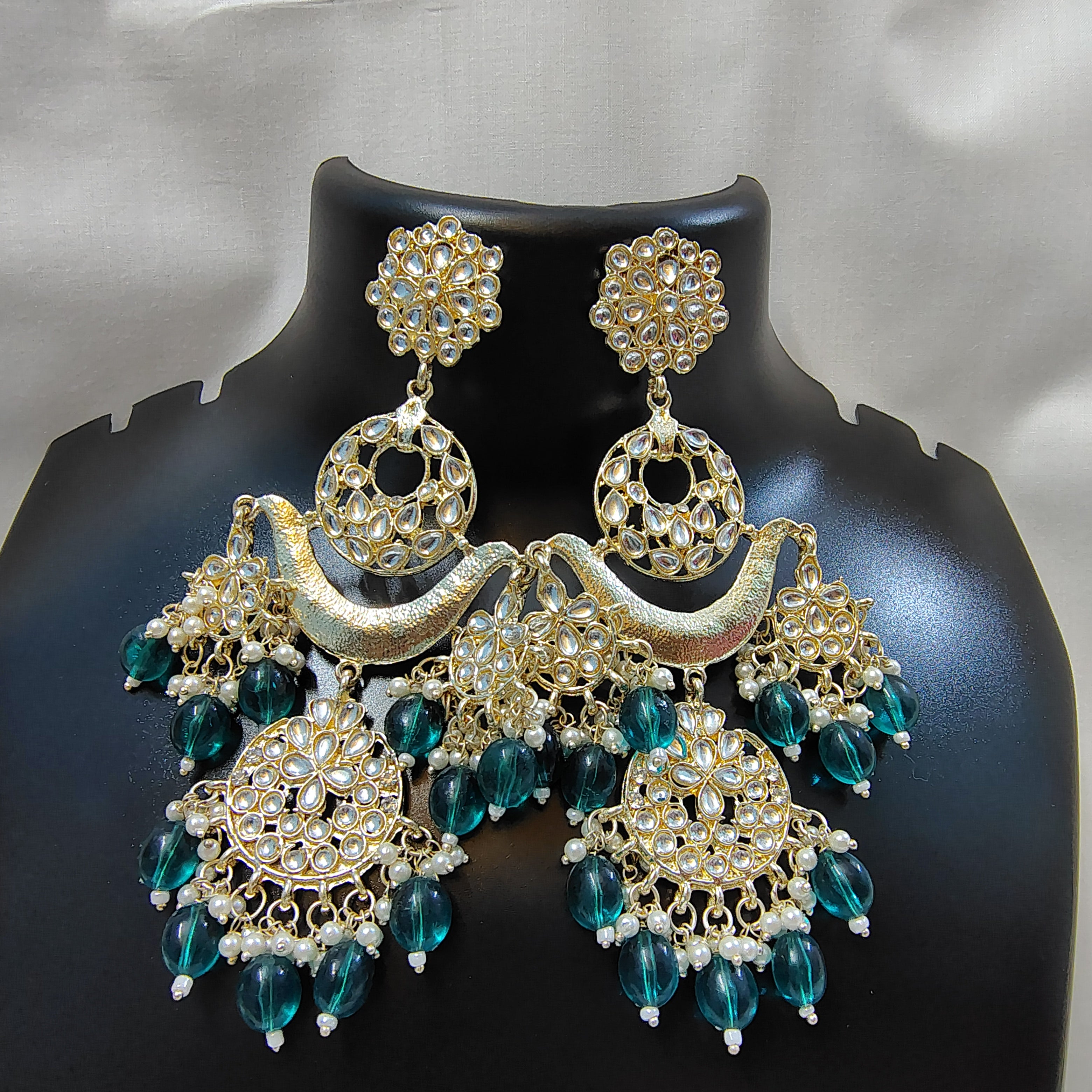 Peacock Grace Kundan Chandbalis
