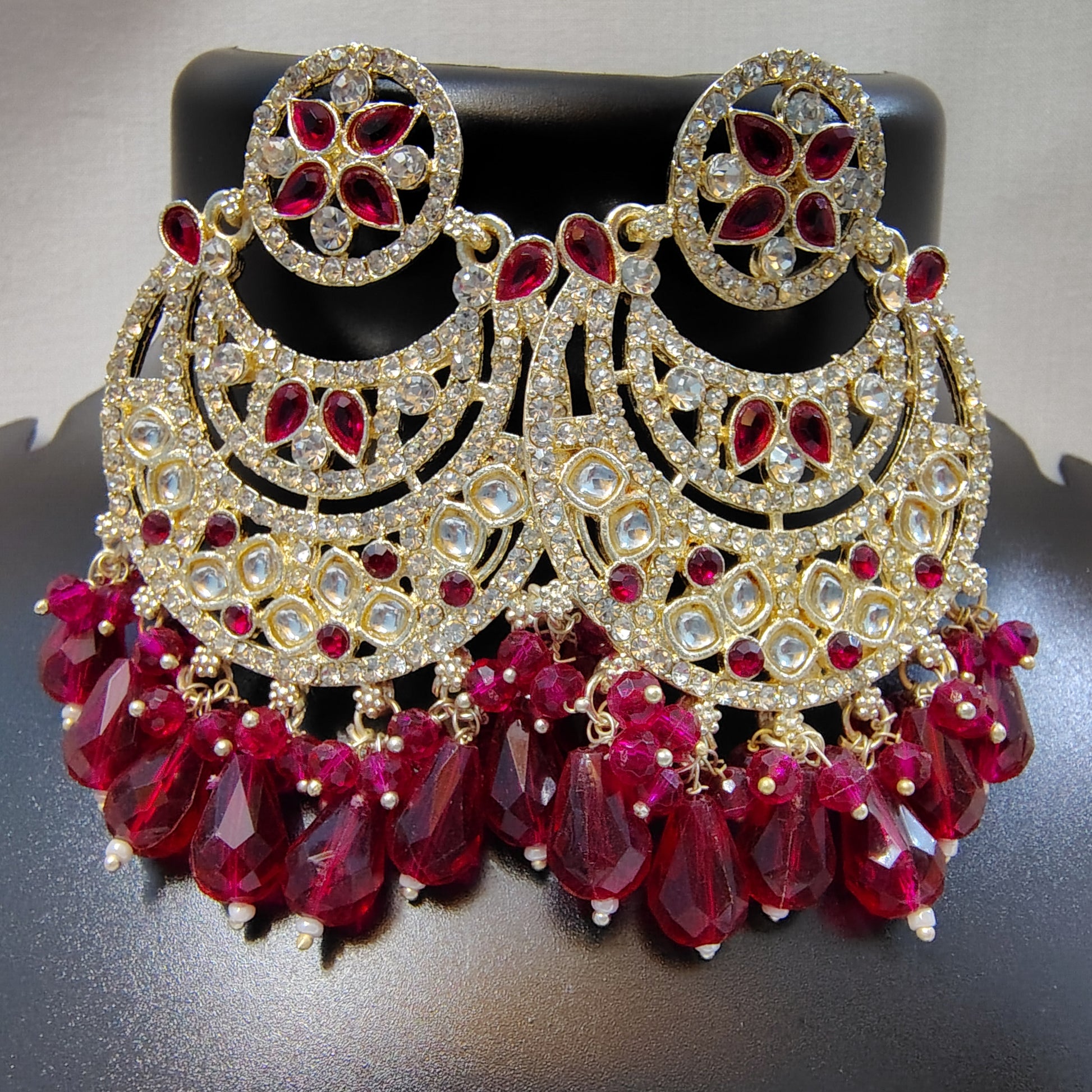 Crimson Bloom Heritage Chandbali