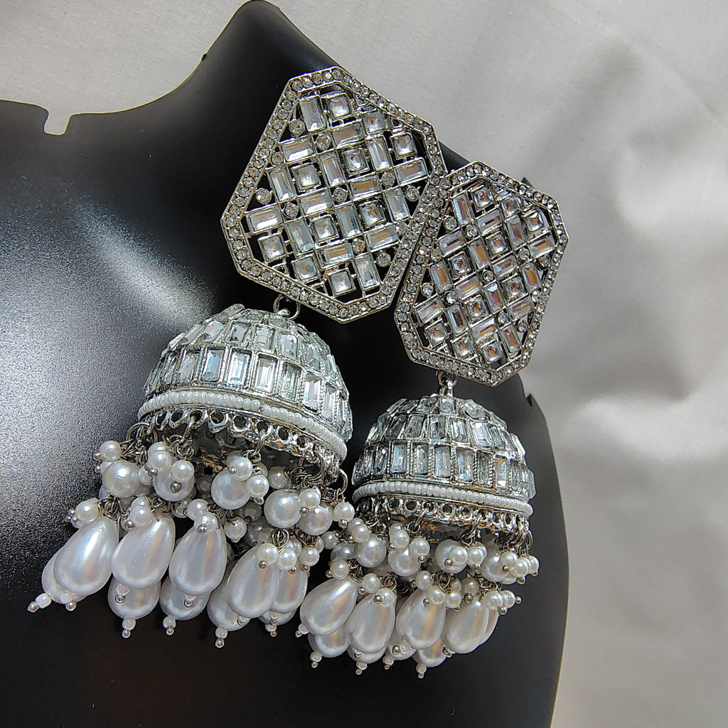 Crystal Dome Pearl Jhumka
