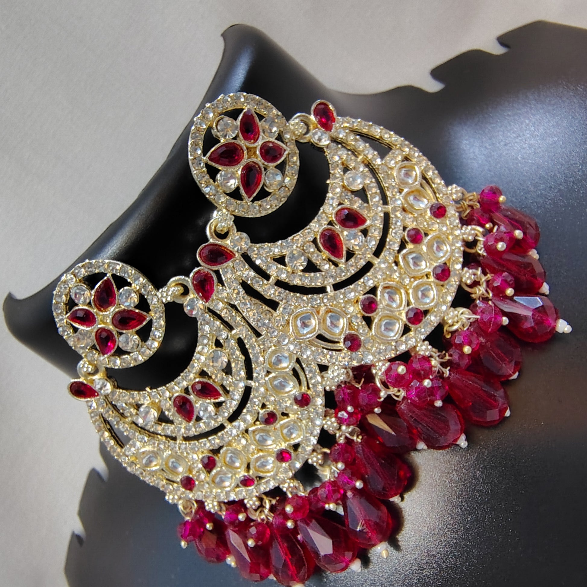 Crimson Bloom Heritage Chandbali