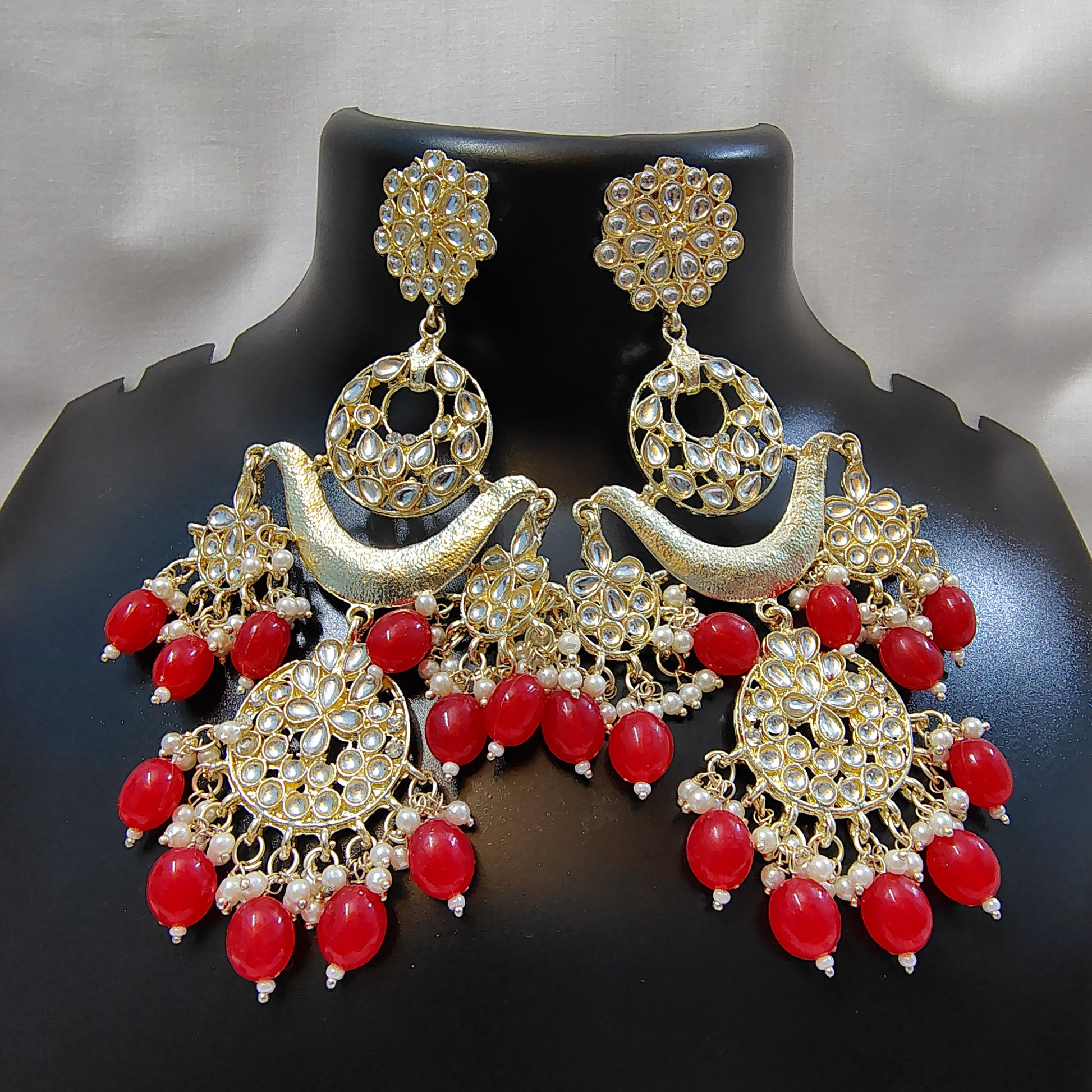 Ruby Red Grace Kundan Chandbalis