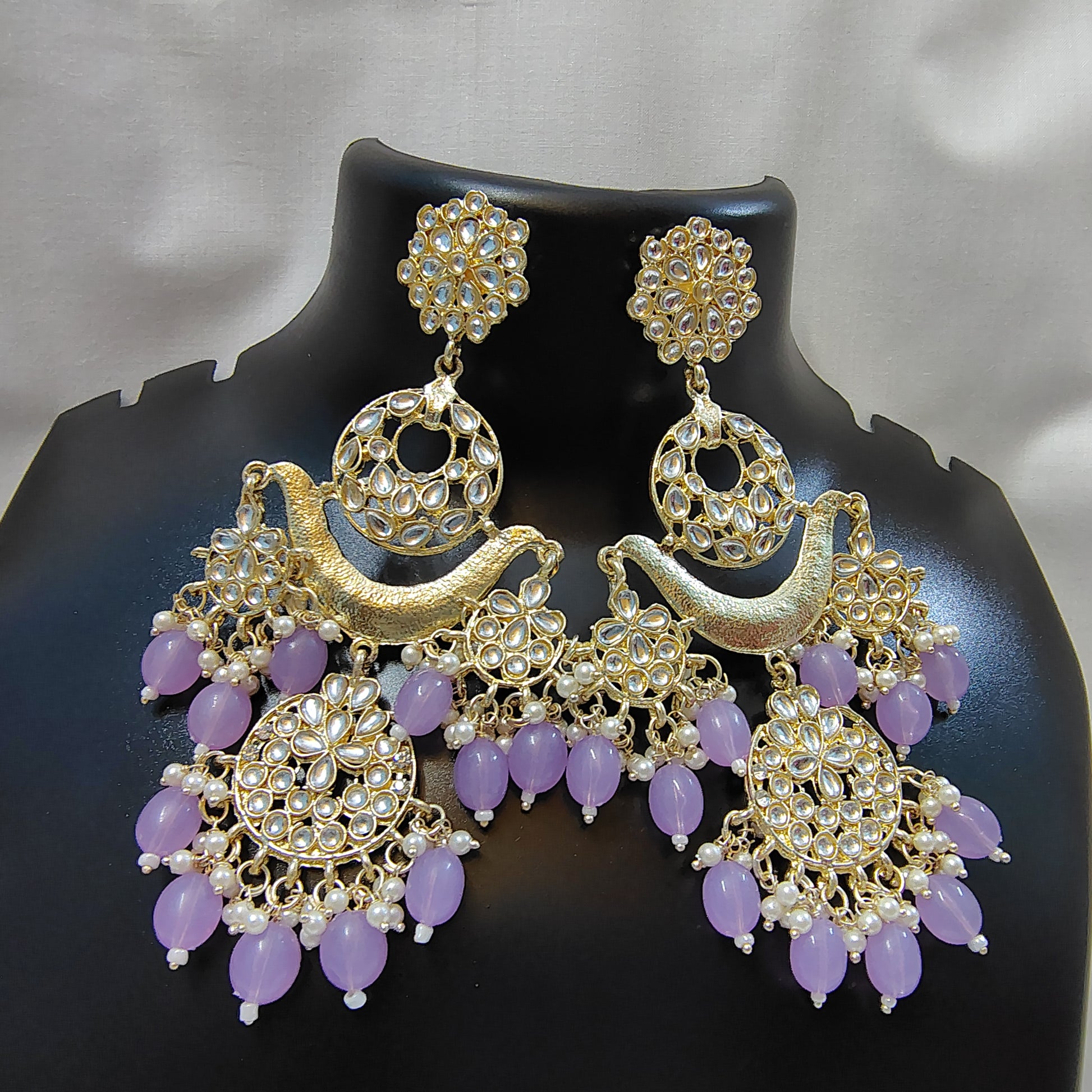 Lavender Grace Kundan Chandbalis
