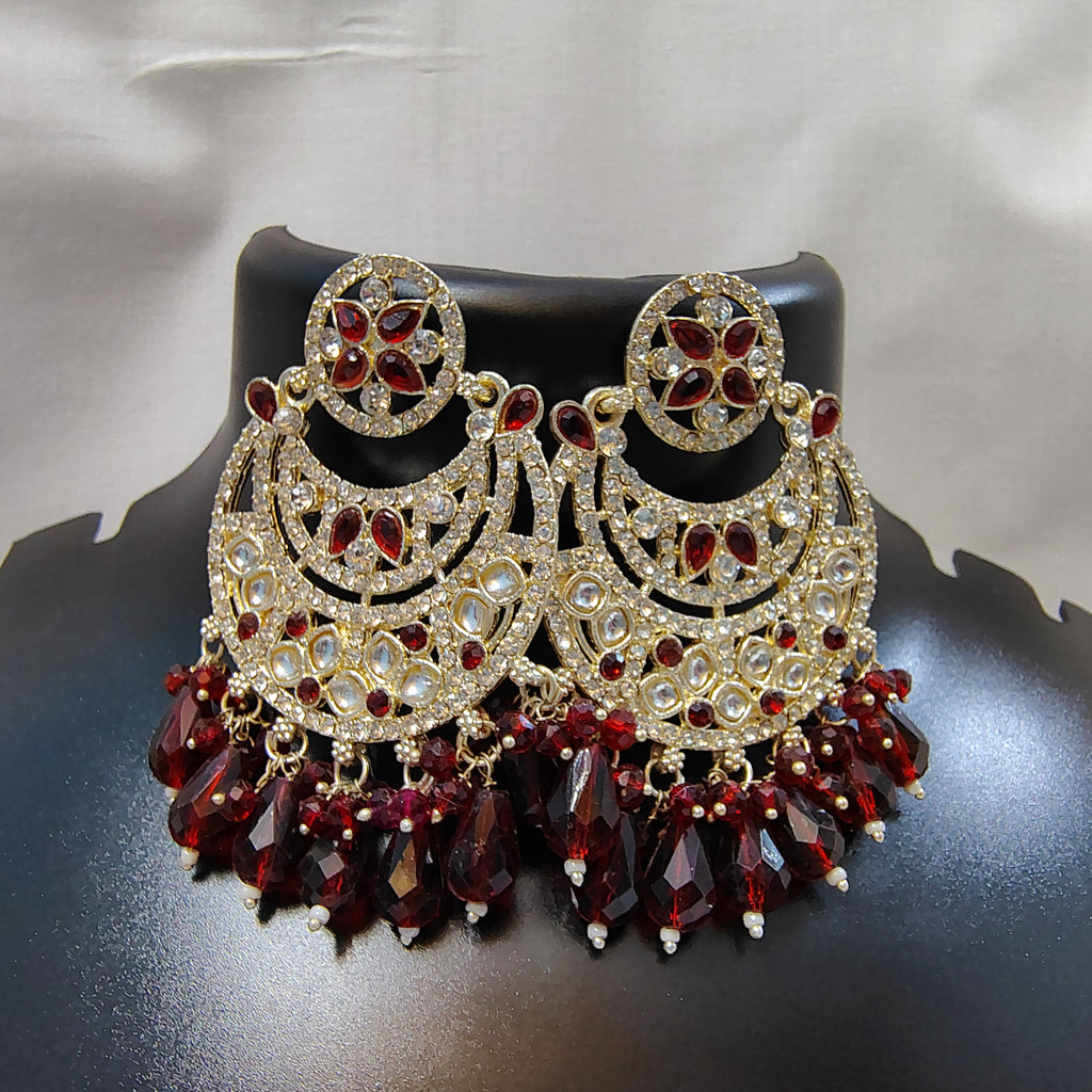 Crimson Aura Kundan Chandbali