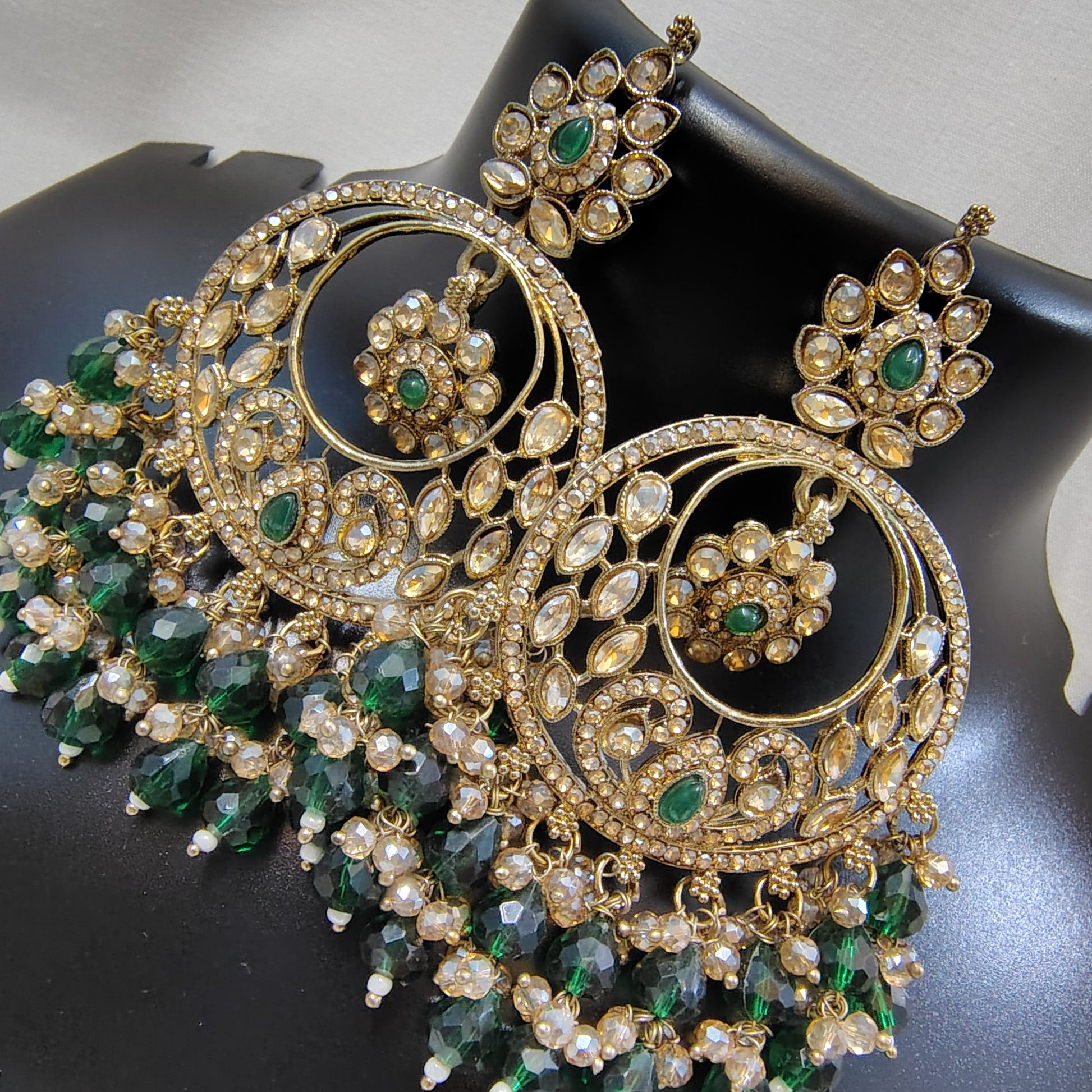 Sunburst Royale Chandbali Emerald Green