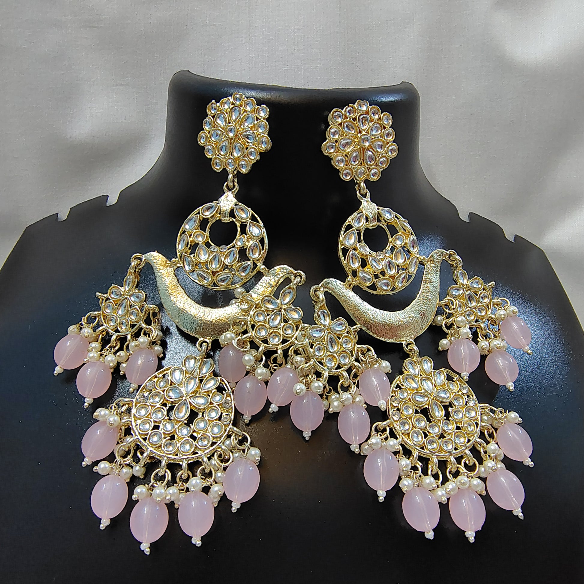 Baby Pink Grace Kundan Chandbalis