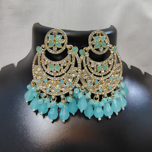 Aquamarine Bloom Kundan Chandbali