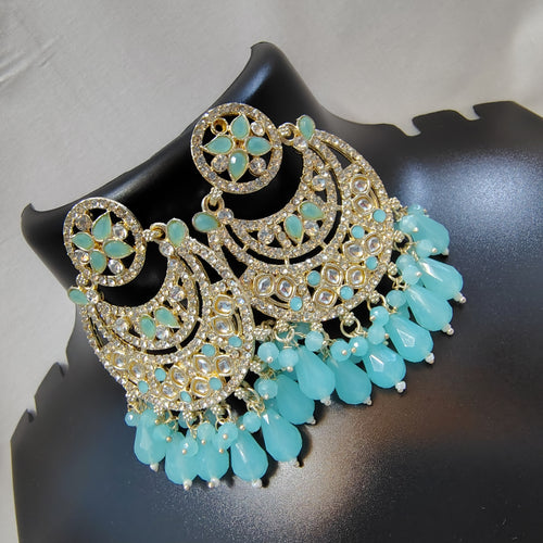 Aquamarine Bloom Kundan Chandbali